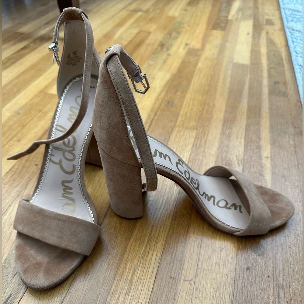 Sam Edelman Women's Ankle Strap Block Heel Sandals in Taupe